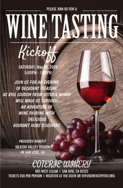 SV Fusion Wine Tasting Kickoff Flyer May 18 2019